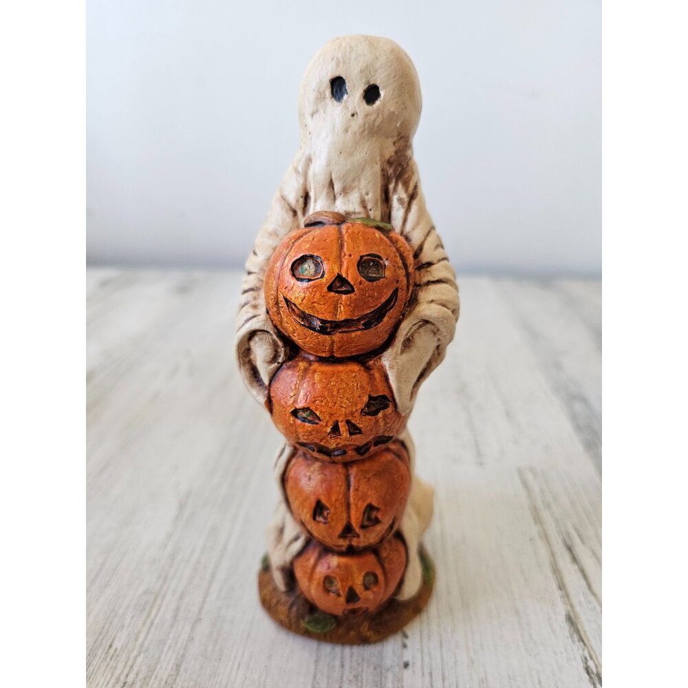 Wollet pumpkin ghost statue figurine shabby chic unique Halloween decor